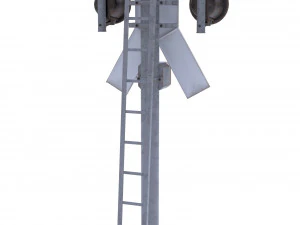 rail crossing traffic light weathered 3 3D Model