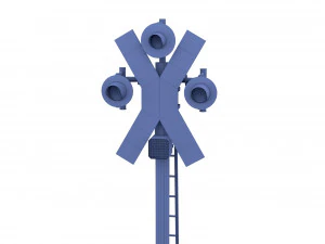 rail crossing traffic light weathered 3 3D Model