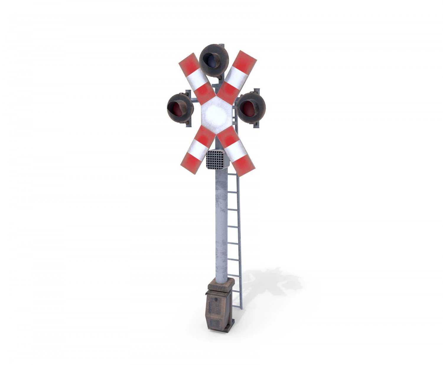 rail crossing traffic light weathered 3 3D Model .c4d .max .obj .3ds .fbx .stl .blend 
