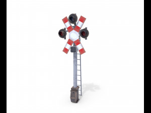 rail crossing traffic light weathered 3 3D Model