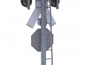 rail crossing traffic light weathered 4 3D Model