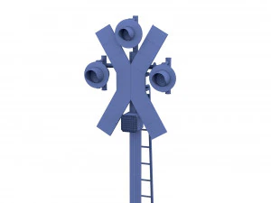 rail crossing traffic light weathered 4 3D Model