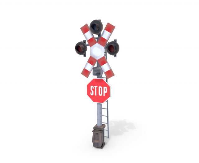 rail crossing traffic light weathered 4 Modello 3D .c4d .max .obj .3ds .fbx .stl .blend 