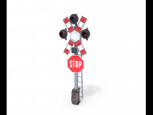 rail crossing traffic light weathered 4 3D मॉडल