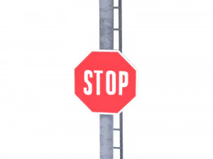 rail crossing traffic light weathered 5 3D Model