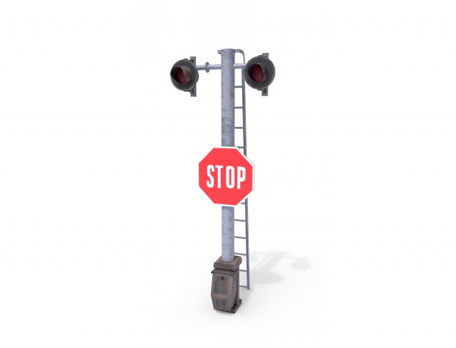 rail crossing traffic light weathered 5 3D मॉडल .c4d .max .obj .3ds .fbx .stl .blend 