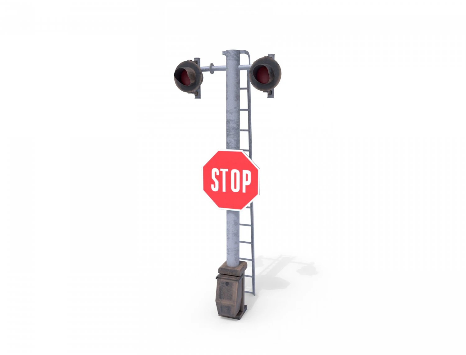 rail crossing traffic light weathered 5 3D Model .c4d .max .obj .3ds .fbx .stl .blend 