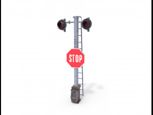 rail crossing traffic light weathered 5 3D Model