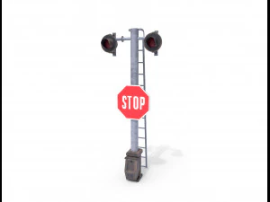 залізничний переїзд світлофор вивітрюється 5 3D Модель