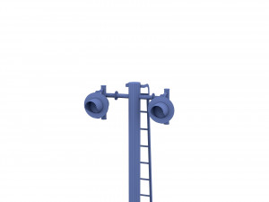 rail crossing traffic light weathered 6 3D Model