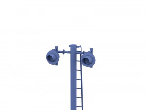 rail crossing traffic light weathered 6 3D Model