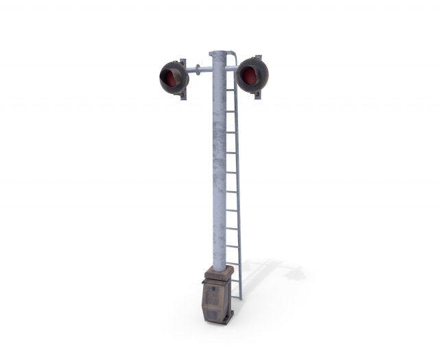 rail crossing traffic light weathered 6 3D Model .c4d .max .obj .3ds .fbx .stl .blend 