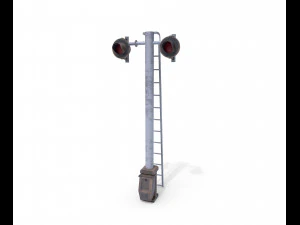 rail crossing traffic light weathered 6 3D Model