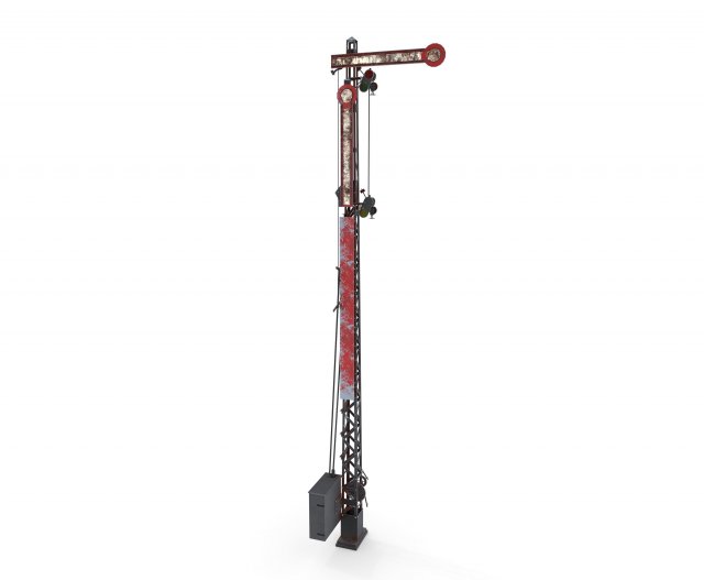 railway semaphore weathered Model 3D .c4d .max .obj .3ds .fbx .stl .blend 