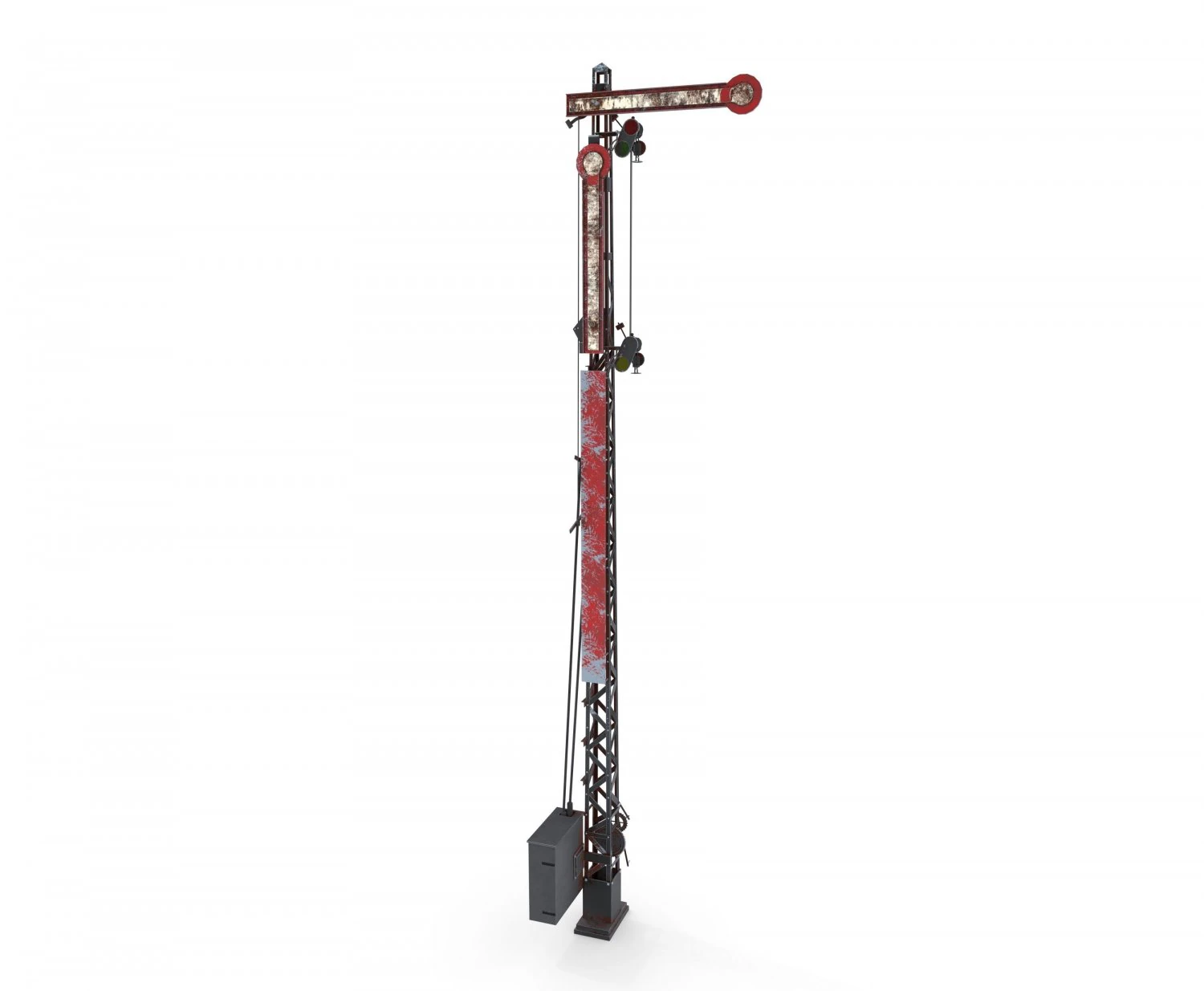 railway semaphore weathered 3D Model .c4d .max .obj .3ds .fbx .stl .blend 