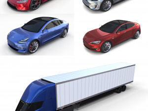 tesla packsemi roadster model s x 3 3D Model