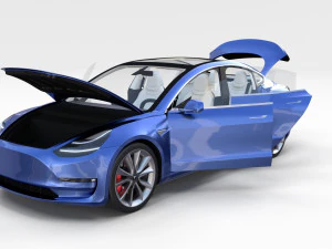 tesla pack semi roadster model s x 3 with interiors 3D Model
