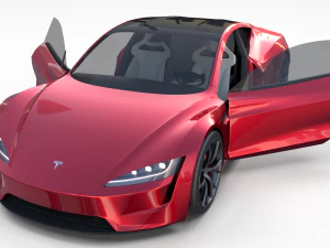 tesla pack semi roadster model s x 3 with interiors 3D Model