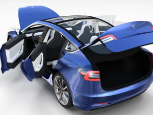 tesla pack semi roadster model s x 3 with interiors 3D Model