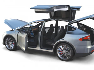 tesla pack semi roadster model s x 3 with interiors 3D Model