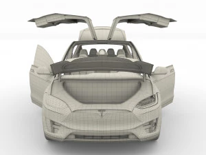 tesla pack semi roadster model s x 3 with interiors 3D Model