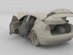 tesla pack semi roadster model s x 3 with interiors 3D Model