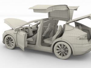 tesla pack semi roadster model s x 3 with interiors 3D-Modell