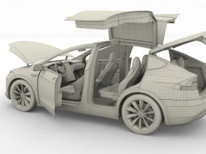 tesla pack semi roadster model s x 3 with interiors 3D Model