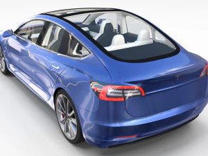 tesla pack semi roadster model s x 3 with interiors 3D Model