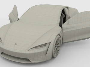 tesla pack semi roadster model s x 3 with interiors 3D Model