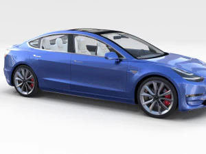 tesla pack semi roadster model s x 3 with interiors 3D Model