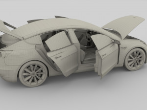 tesla pack semi roadster model s x 3 with interiors 3D-Modell