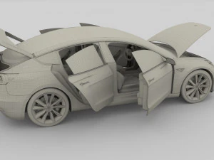 tesla pack semi roadster model s x 3 with interiors 3D Model