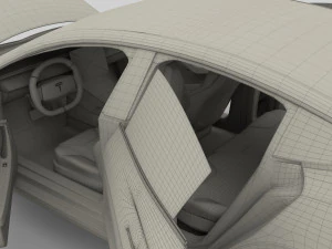 tesla pack semi roadster model s x 3 with interiors 3D Model