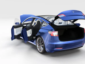 tesla pack semi roadster model s x 3 with interiors 3D Model