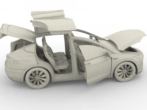tesla pack semi roadster model s x 3 with interiors 3D Model