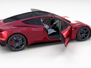 tesla pack semi roadster model s x 3 with interiors 3D Model