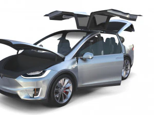 tesla packsemi roadster model s x 3 with interiors and chassis 3D Model