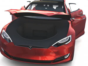tesla packsemi roadster model s x 3 with interiors and chassis 3D Model