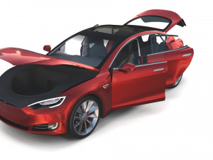 tesla packsemi roadster model s x 3 with interiors and chassis Model 3D