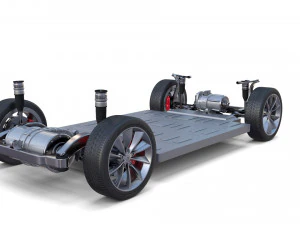 tesla packsemi roadster model s x 3 with interiors and chassis 3D Model
