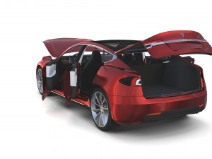 tesla packsemi roadster model s x 3 with interiors and chassis Model 3D