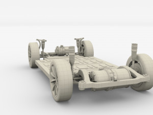 tesla packsemi roadster model s x 3 with interiors and chassis Model 3D