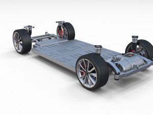 tesla packsemi roadster model s x 3 with interiors and chassis Model 3D