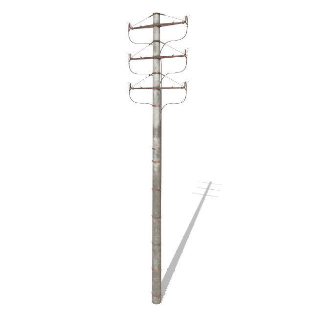 electricity pole 1 weathered Model 3D .c4d .max .obj .3ds .fbx .stl .blend 