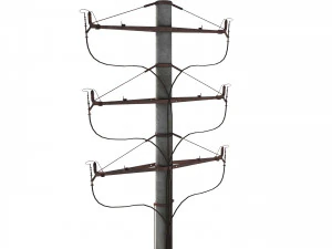 electricity pole 1 weathered 3D Model