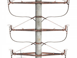 electricity pole 1 weathered Model 3D