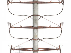 electricity pole 1 weathered 3D Model