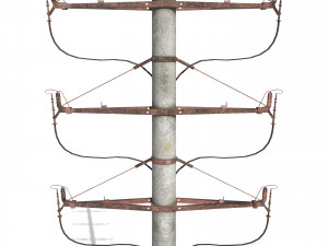 electricity pole 1 weathered Model 3D