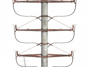 electricity pole 1 weathered 3D Model